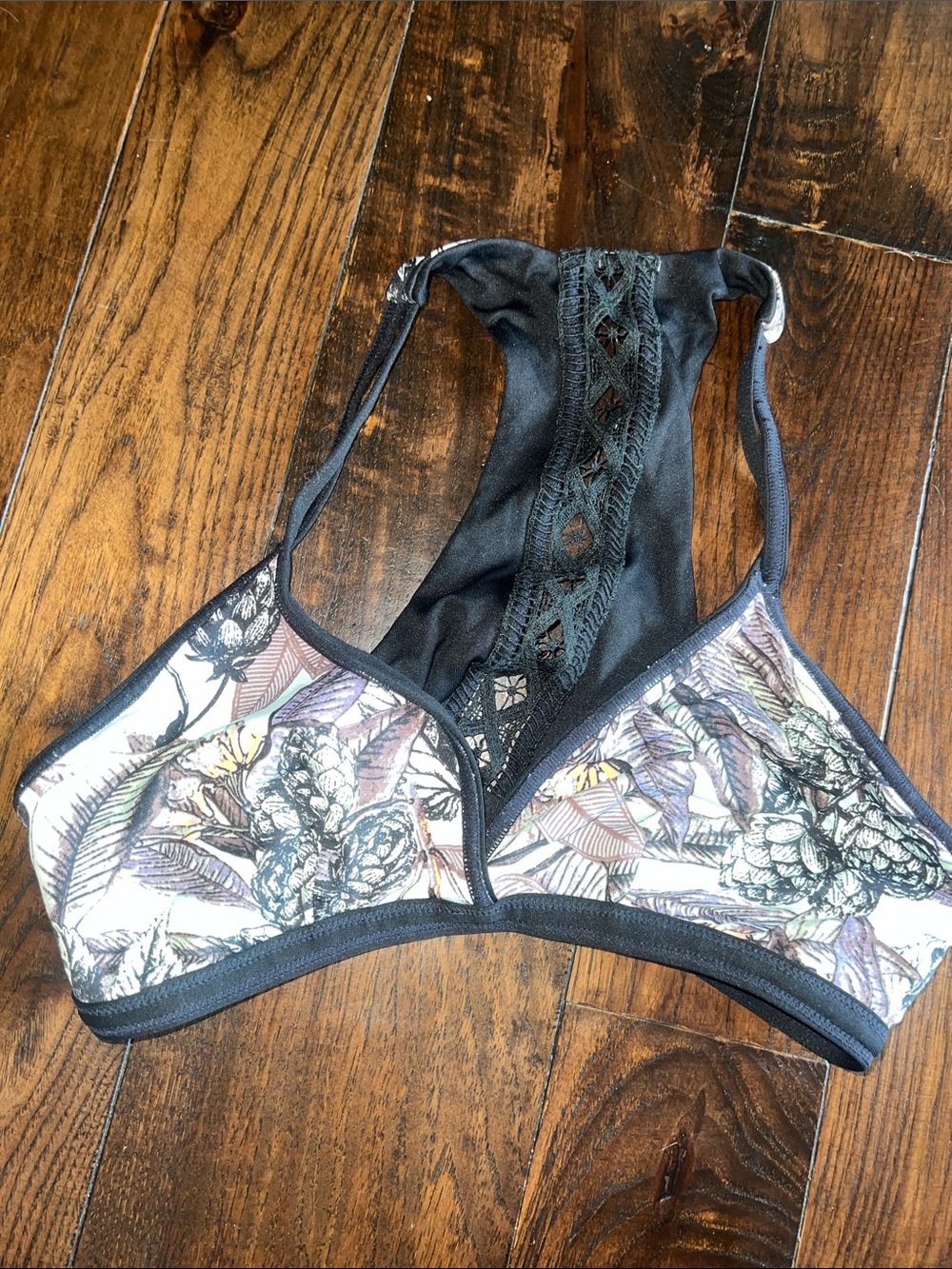 Maaji Reversible Black Trim Floral Print Bikini Top